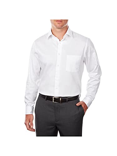 Van Heusen Men's Regular Fit Poplin Solid Spread Collar Dress Shirt, White, 17.5" Neck 34"-35" Sleeve