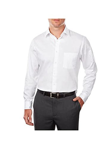 Van Heusen Men's Regular Fit Poplin Solid Spread Collar Dress Shirt, White, 17.5" Neck 34"-35" Sleeve