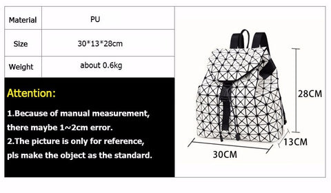 Women Backpacks Diamond Lattice Bucket String Bagpack Sequins Mirror Laser Women Bag Geometric Joint Black Rucksack School bag