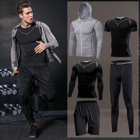 Men's Tight Sports Suit Gym Fitness Compression Tracksuit Running Sport Set Jogging Sportwear Workout Sports Clothing Rash guard