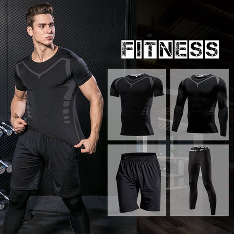 Men's Tight Sports Suit Gym Fitness Compression Tracksuit Running Sport Set Jogging Sportwear Workout Sports Clothing Rash guard