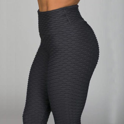 New Fitness Anti Cellulite Texture Leggings Women Pants Solid High Waist Workout Wrinkle Leggings Pants