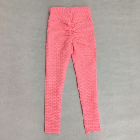 New Fitness Anti Cellulite Texture Leggings Women Pants Solid High Waist Workout Wrinkle Leggings Pants