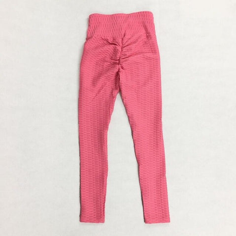 New Fitness Anti Cellulite Texture Leggings Women Pants Solid High Waist Workout Wrinkle Leggings Pants