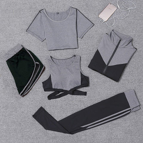 Women Yoga Set lady Gym Fitness Clothes Tennis Shirt Pants Running Tight Jogging Workout Yoga Leggings Sport Suit plus size