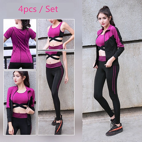 Women Yoga Set lady Gym Fitness Clothes Tennis Shirt Pants Running Tight Jogging Workout Yoga Leggings Sport Suit plus size