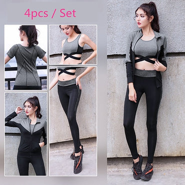 Women Yoga Set lady Gym Fitness Clothes Tennis Shirt Pants Running Tight Jogging Workout Yoga Leggings Sport Suit plus size