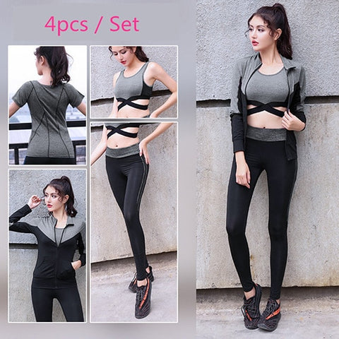 Women Yoga Set lady Gym Fitness Clothes Tennis Shirt Pants Running Tight Jogging Workout Yoga Leggings Sport Suit plus size