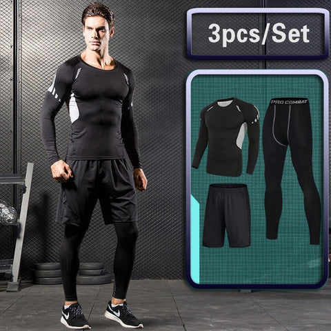 Men's Gym training Fitness sportswear Athletic physical workout Clothes Suits Running jogging Sports clothing Tracksuit Dry Fit