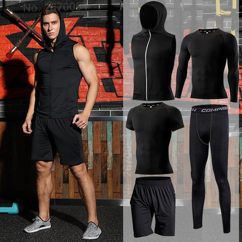 Men Compression Sportswear Fitness Sport Suit Gym Tight Training Clothing Workout Jogging Tracksuit Outdoor Running Set Dry Fit
