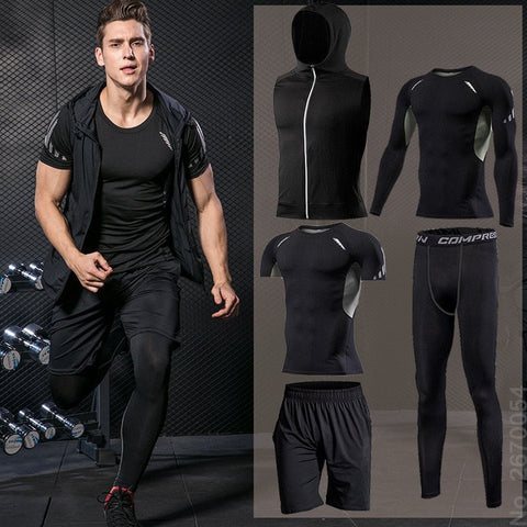 Men Compression Sportswear Fitness Sport Suit Gym Tight Training Clothing Workout Jogging Tracksuit Outdoor Running Set Dry Fit