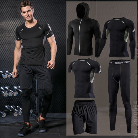 Men Compression Sportswear Fitness Sport Suit Gym Tight Training Clothing Workout Jogging Tracksuit Outdoor Running Set Dry Fit