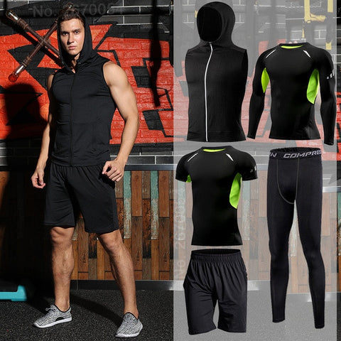 Men Compression Sportswear Fitness Sport Suit Gym Tight Training Clothing Workout Jogging Tracksuit Outdoor Running Set Dry Fit
