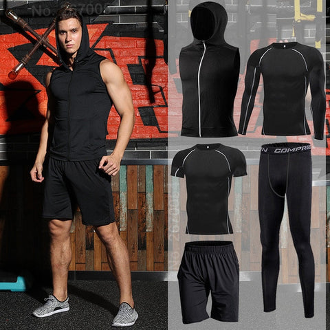 Men Compression Sportswear Fitness Sport Suit Gym Tight Training Clothing Workout Jogging Tracksuit Outdoor Running Set Dry Fit