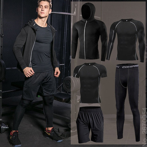 Men Compression Sportswear Fitness Sport Suit Gym Tight Training Clothing Workout Jogging Tracksuit Outdoor Running Set Dry Fit