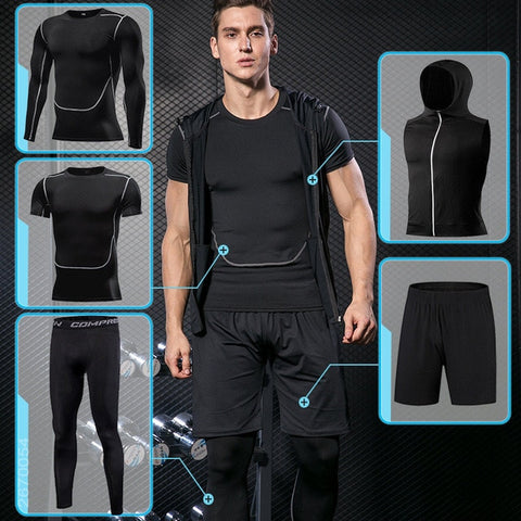 Men Compression Sportswear Fitness Sport Suit Gym Tight Training Clothing Workout Jogging Tracksuit Outdoor Running Set Dry Fit