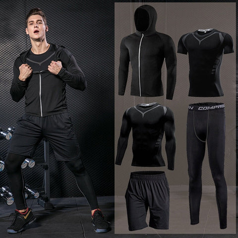 Men Compression Sportswear Fitness Sport Suit Gym Tight Training Clothing Workout Jogging Tracksuit Outdoor Running Set Dry Fit
