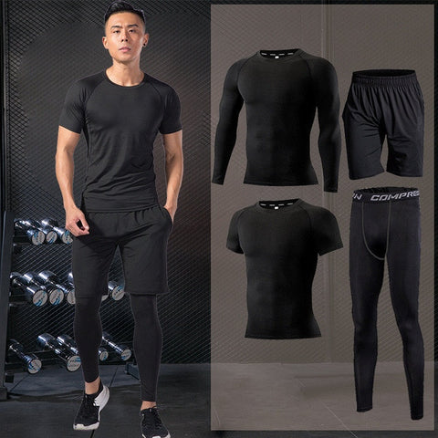 Men Compression Sportswear Fitness Sport Suit Gym Tight Training Clothing Workout Jogging Tracksuit Outdoor Running Set Dry Fit