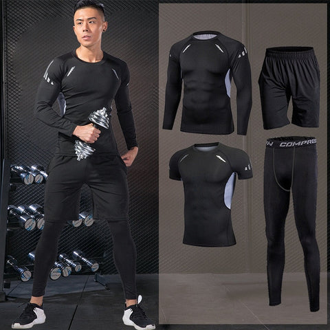 Men Compression Sportswear Fitness Sport Suit Gym Tight Training Clothing Workout Jogging Tracksuit Outdoor Running Set Dry Fit