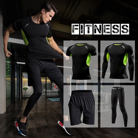 Men Compression Sportswear Fitness Sport Suit Gym Tight Training Clothing Workout Jogging Tracksuit Outdoor Running Set Dry Fit