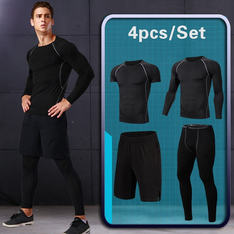 Men Compression Sportswear Fitness Sport Suit Gym Tight Training Clothing Workout Jogging Tracksuit Outdoor Running Set Dry Fit