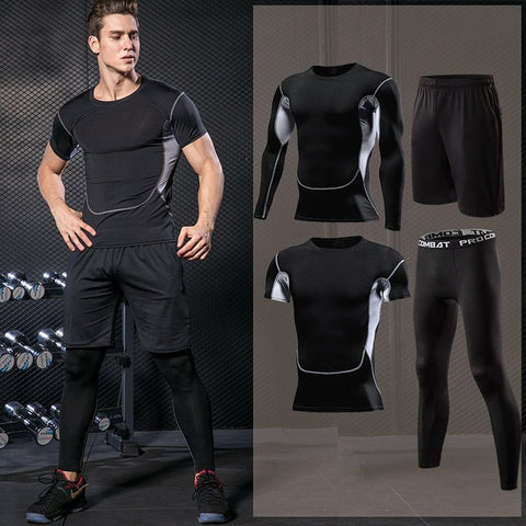 Men Compression Sportswear Fitness Sport Suit Gym Tight Training Clothing Workout Jogging Tracksuit Outdoor Running Set Dry Fit