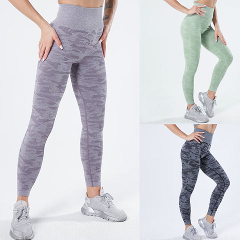 Seamless Leggings Sport Women Fitness Push Up Camouflage Knitted Leggins Womens High Waist Legging Workout Ladies Running Sports