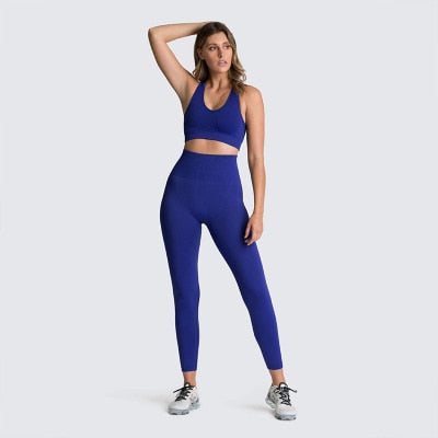 Women's Seamless Yoga Suit Sportswear Fitness Sport For Women Gym Running Set 2 Piece Costume For Yoga Sports Bras+Leggings Sets
