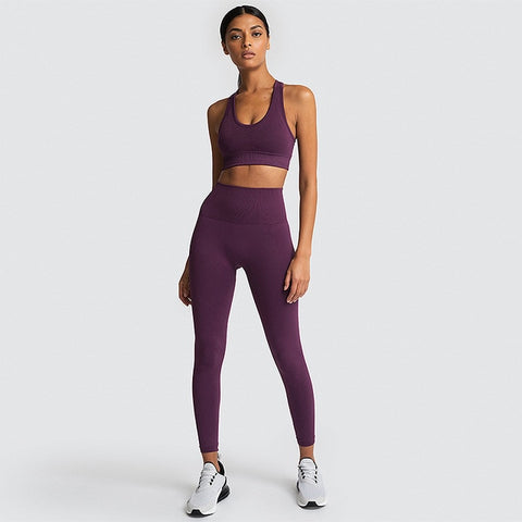 Women's Seamless Yoga Suit Sportswear Fitness Sport For Women Gym Running Set 2 Piece Costume For Yoga Sports Bras+Leggings Sets