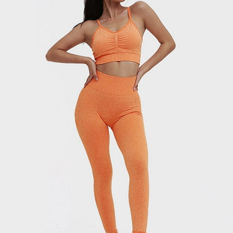 Women Two Piece Yoga Set Sport Wear Workout Clothes Gym Clothing Fithess Solid Color Suit Women Sports Bra Yoga Pants