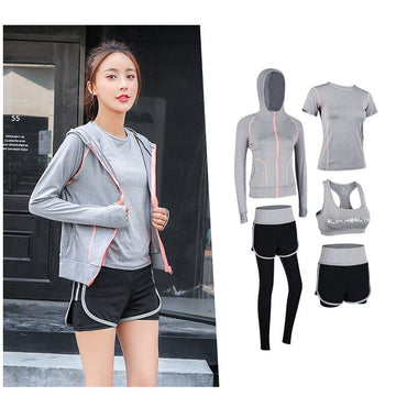 G-SHOW Women's 5-piece yoga gym exercise women's training suit shirt + pants breathable yoga exercise suit sports suit