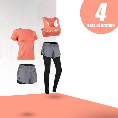 G-SHOW Women's 5-piece yoga gym exercise women's training suit shirt + pants breathable yoga exercise suit sports suit