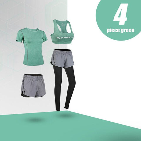 G-SHOW Women's 5-piece yoga gym exercise women's training suit shirt + pants breathable yoga exercise suit sports suit