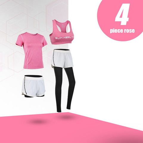 G-SHOW Women's 5-piece yoga gym exercise women's training suit shirt + pants breathable yoga exercise suit sports suit