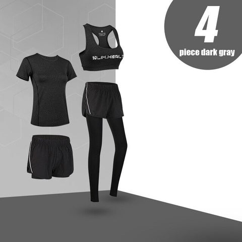 G-SHOW Women's 5-piece yoga gym exercise women's training suit shirt + pants breathable yoga exercise suit sports suit