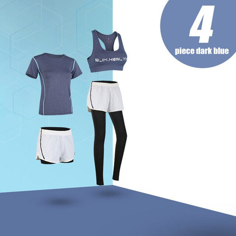 G-SHOW Women's 5-piece yoga gym exercise women's training suit shirt + pants breathable yoga exercise suit sports suit