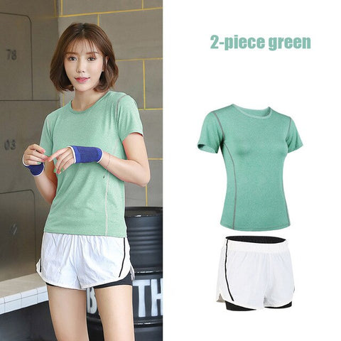 G-SHOW Women's 5-piece yoga gym exercise women's training suit shirt + pants breathable yoga exercise suit sports suit