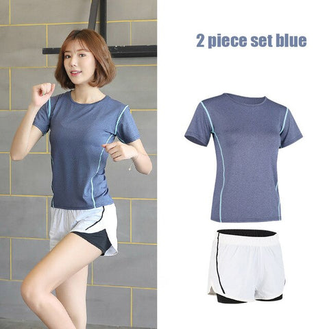 G-SHOW Women's 5-piece yoga gym exercise women's training suit shirt + pants breathable yoga exercise suit sports suit