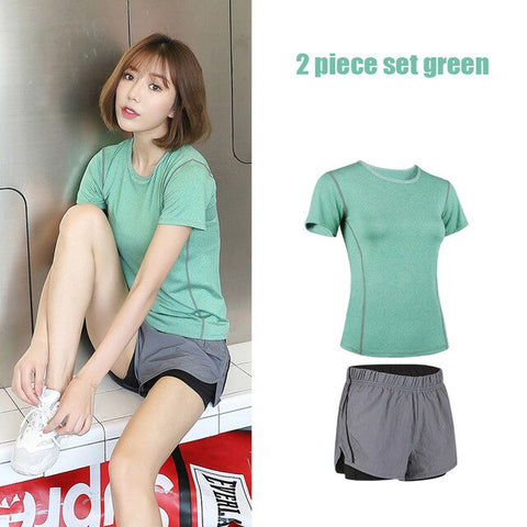 G-SHOW Women's 5-piece yoga gym exercise women's training suit shirt + pants breathable yoga exercise suit sports suit