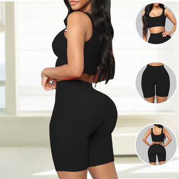 Women Gym Shorts High Waist Lifting Push Up Tight Sports Leggings Two Piece Seamless Sports Suit Jogging Fitness Yoga Short Pant