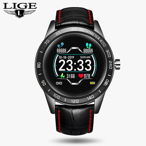 LIGE Steel Band Smart Watch Men Heart Rate Blood Pressure Monitor Sport Multifunction Mode Fitness Tracker Waterproof Smartwatch