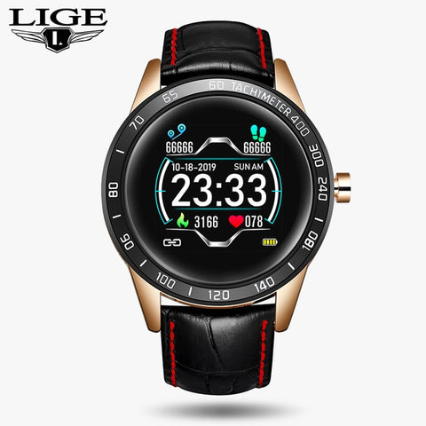 LIGE Steel Band Smart Watch Men Heart Rate Blood Pressure Monitor Sport Multifunction Mode Fitness Tracker Waterproof Smartwatch