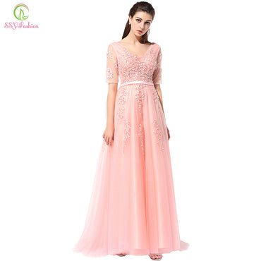 The Bride Banquet Sexy V-neck Half Sleeves Party Dress