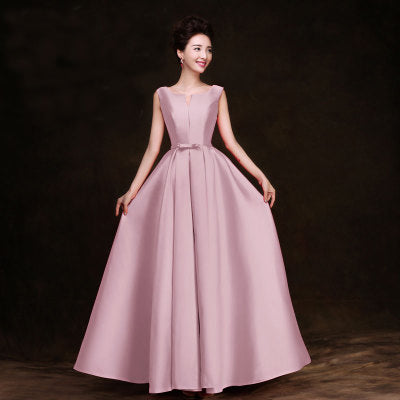 Simple Thick Satin Sleeveless Floor-length Long Evening Dress