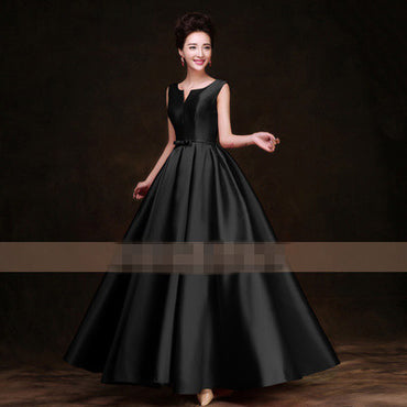 Simple Thick Satin Sleeveless Floor-length Long Evening Dress