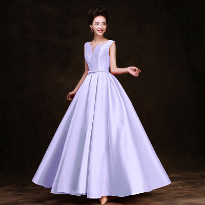 Simple Thick Satin Sleeveless Floor-length Long Evening Dress