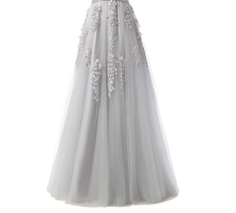 Half Sleeves V-neck Lace Beading Long Evening Dress