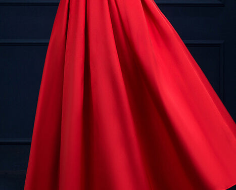 Wine Red Lace Embroidery Luxury Satin Evening Dress