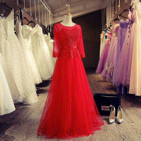 Banquet Sweet Pink Scoop Neck Half Sleeve Formal Dress