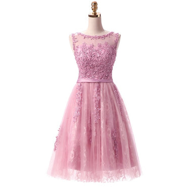 Wine Red Lace Embroidery Sleeveless A-line Evening Dress
